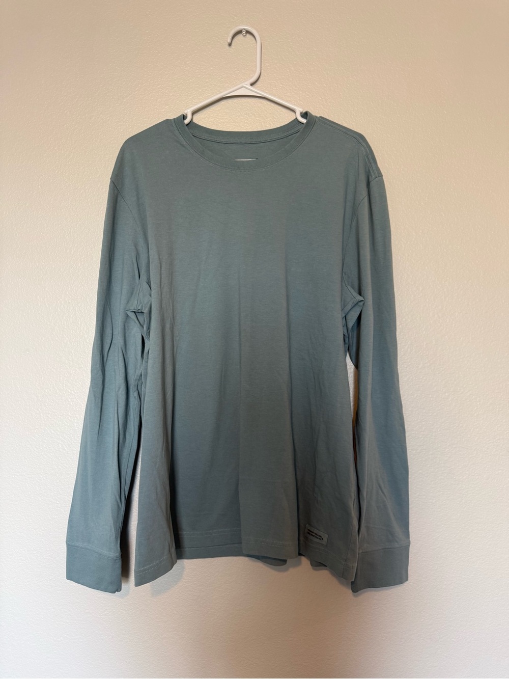 Life Is Good Men's Long Sleeve Crewneck Shirt Sage Green Blue L